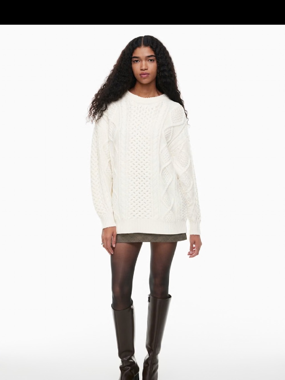 Aritzia Cream Cable Knit Crewneck Sweater
